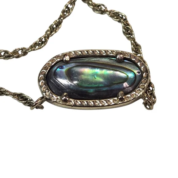 Kendra Scott Necklace Goldtone Multicolor Abalone Shell Pendant Classic Luxury - Picture 8 of 8